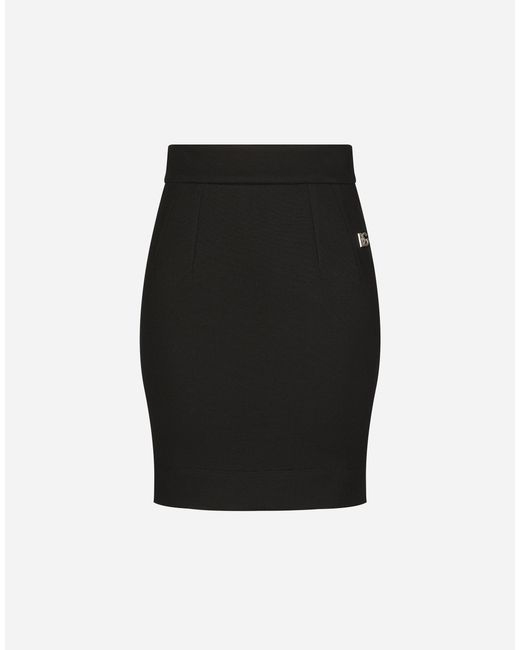 Dolce & Gabbana Black Milano Rib Miniskirt With Dg Logo