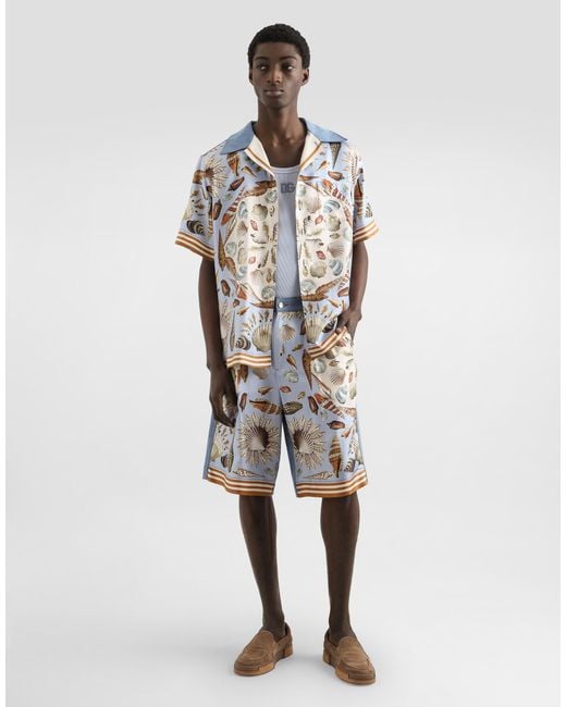 Dolce & Gabbana White Silk And Cotton Denim Shirt for men