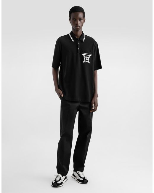 メンズ Dolce & Gabbana バンダナプリント コットン ポロシャツ Black