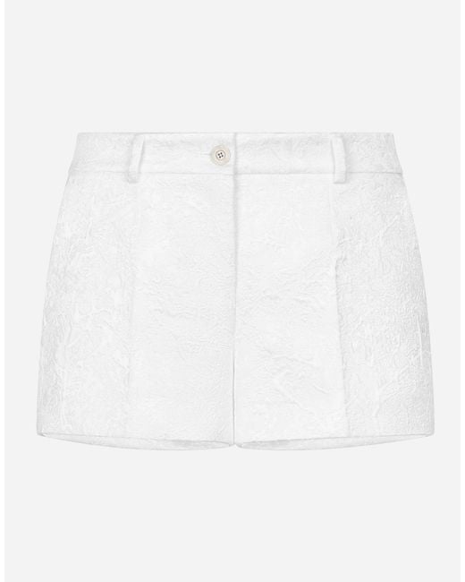 Dolce & Gabbana White Brocade Shorts