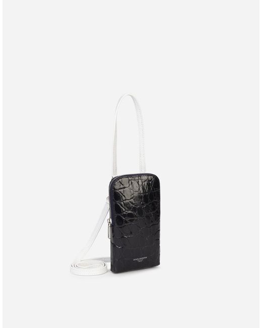Dolce & Gabbana White Alligator Skin Cell Phone Case With Heat-Stamped Logo for men