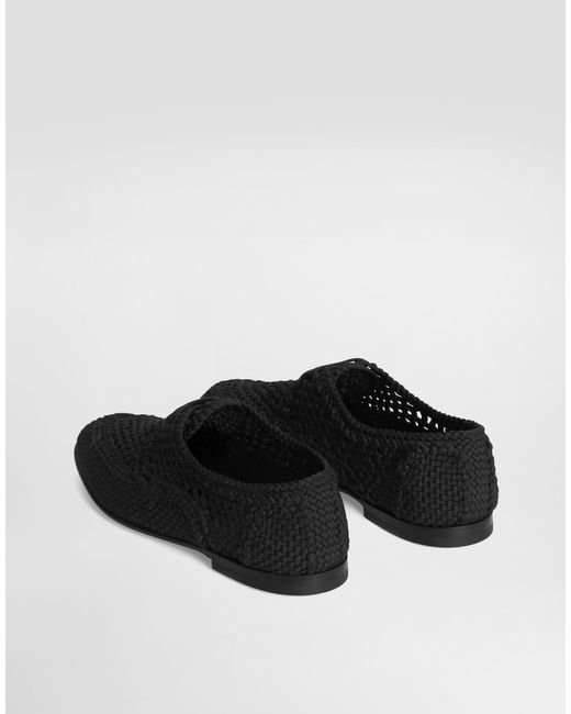 Dolce & Gabbana White Woven Fabric Derby Shoes for men