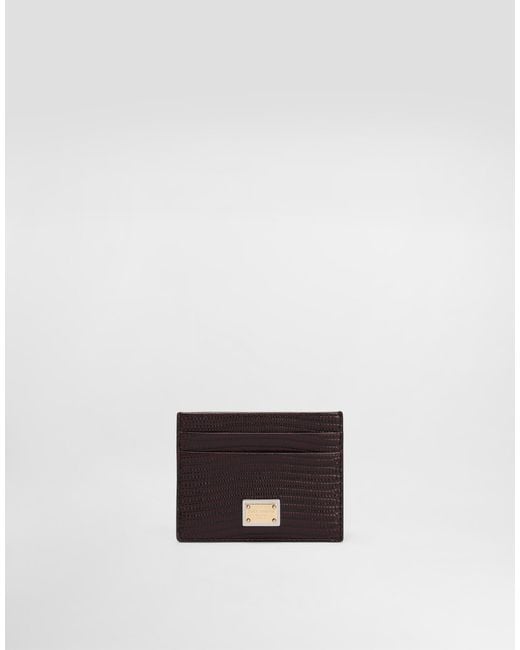 Dolce & Gabbana White Kartenetui Aus Leder Mit Leguanprägung