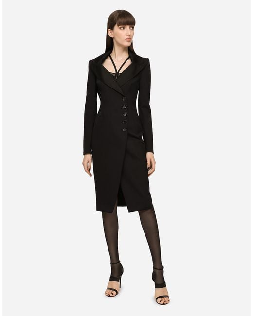 Robe-Manteau Midi En Jersey Technique Dolce & Gabbana en coloris Black