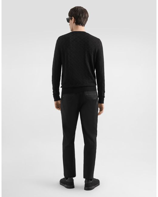 Dolce & Gabbana Black Silk Crewneck Pullover for men
