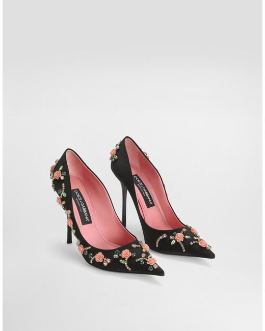 Dolce & Gabbana White Satin Pumps With Embellishments