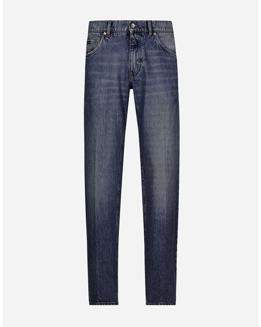 Vaqueros Clásicos De Denim Con Bordado Dg Dolce & Gabbana de hombre de color Blue