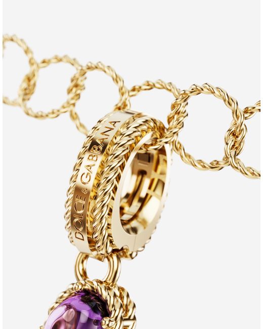 Dolce & Gabbana White Charm M Lettering 18Kt And Multicolored Gems