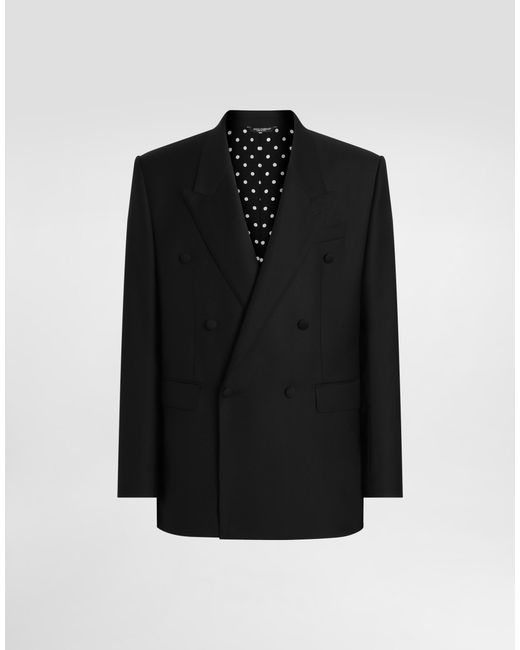 Dolce & Gabbana Black Double-Breasted Sicilia Virgin Wool Jacket for men