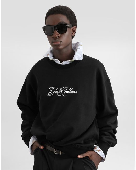 Dolce & Gabbana Black Felpa Giroc..Lung for men