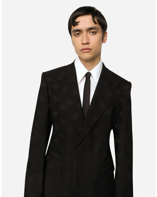 メンズ Dolce & Gabbana シングルブレストブレザー シチリアフィット ウール Dgジャカード Black