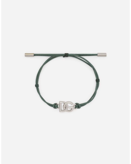 Dolce & Gabbana Green Cord Bracelet With Dg Logo for men