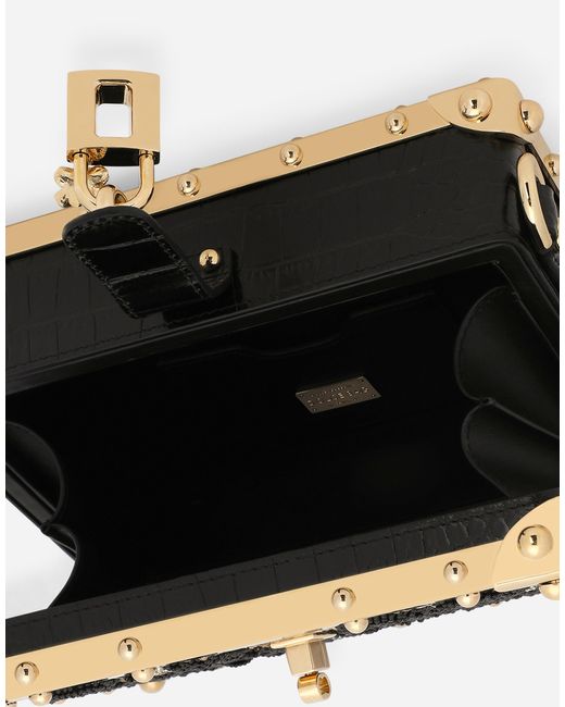 Dolce & Gabbana White Tasche Dolce Box Aus Satin Mit Stickerei