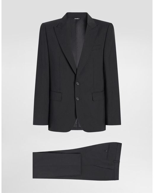Dolce & Gabbana Black Stretch Wool Martini-Fit Suit for men