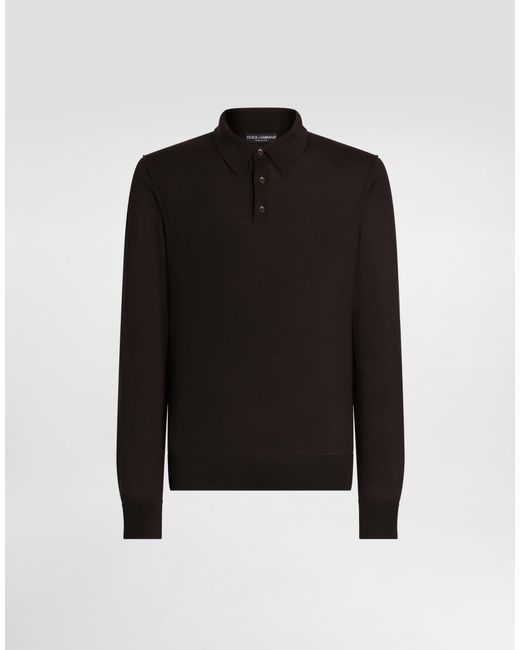 Dolce & Gabbana Black Fine-Gauge Cashmere Polo Shirt for men