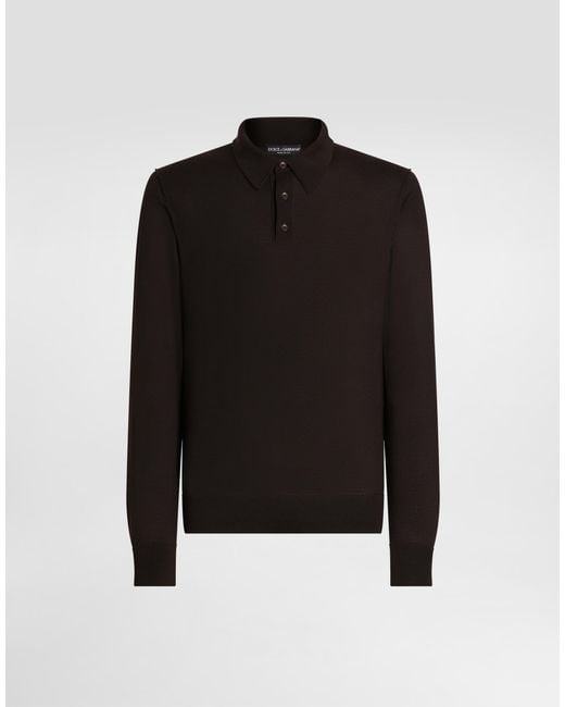 Dolce & Gabbana Poloshirt Aus Kaschmir Im Glattstrick in Black für Herren
