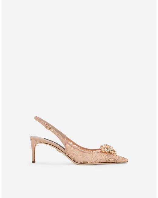 Dolce & Gabbana Natural Lace Slingbacks