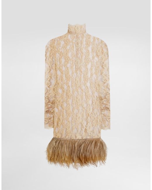 Dolce & Gabbana Natural Floral Chantilly Lace Dress