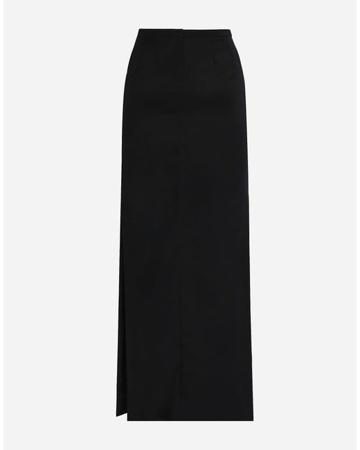 Dolce & Gabbana Black High-Slit Cady Maxi Skirt