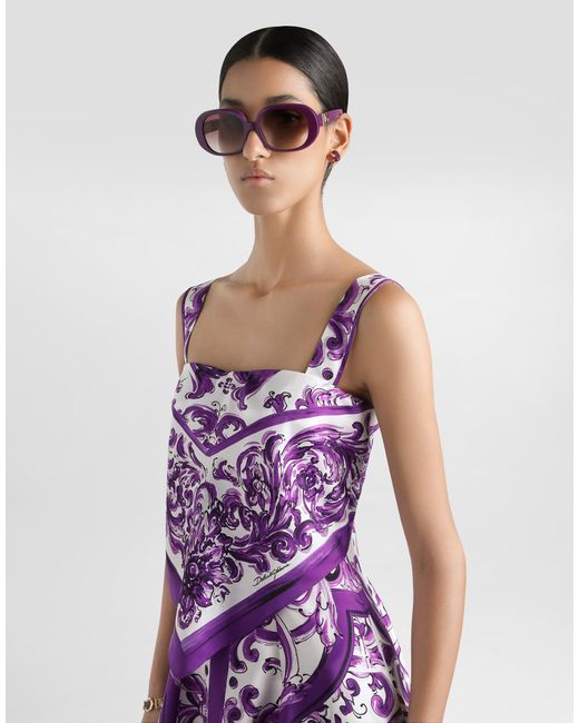 Dolce & Gabbana Purple Silk Dress