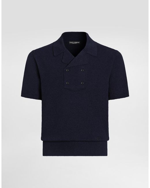 Dolce & Gabbana Blue Cotton-Linen Polo Shirt for men