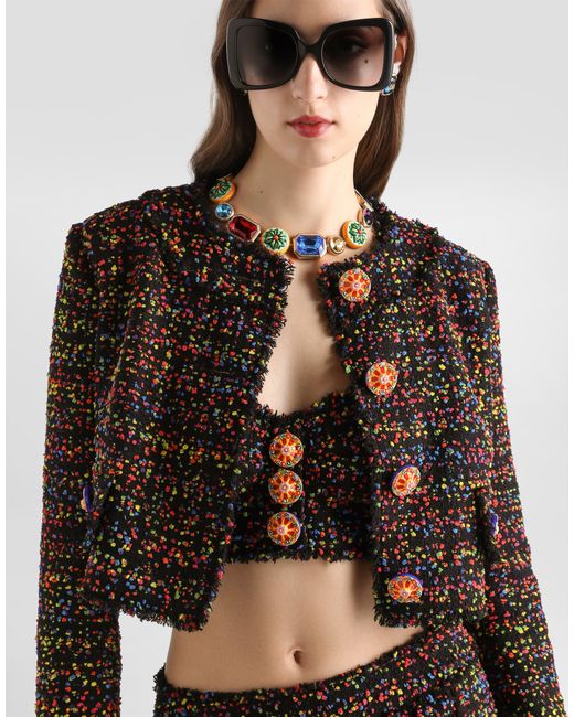 Dolce & Gabbana Black Short Tweed Jacket