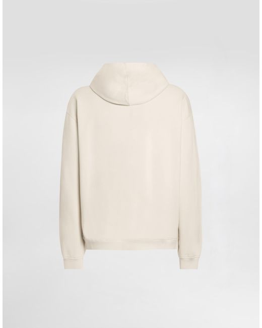 Dolce & Gabbana Natural Jersey Hoodie With Embroidery for men