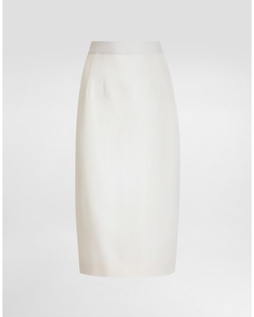 Dolce & Gabbana White Bi-Stretch Twill Pencil Skirt