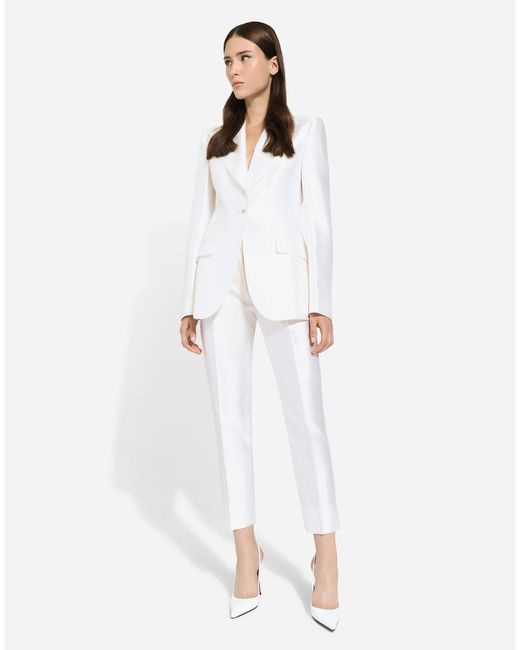 Dolce & Gabbana シングルブレストターリントンジャケット ミカドシルク White