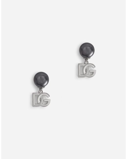 Dolce & Gabbana Metallic Clip-on Earrings With Dg Logo Pendants for men