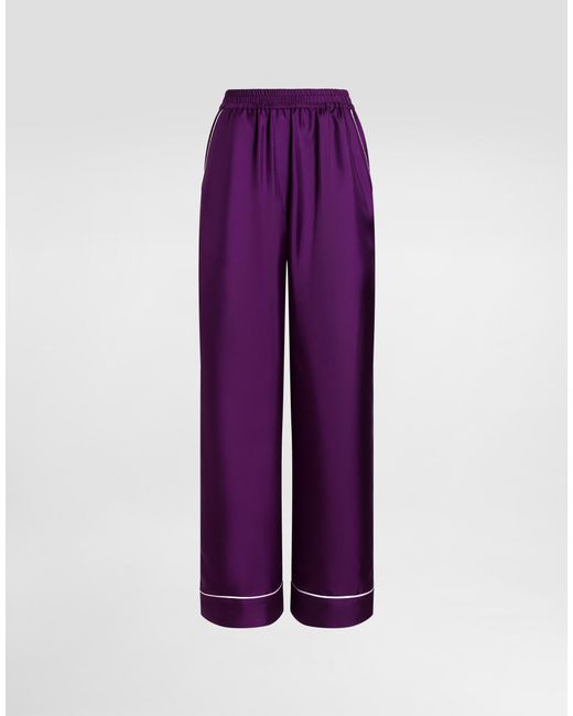 Dolce & Gabbana Silk Twill Vanity Pants Purple