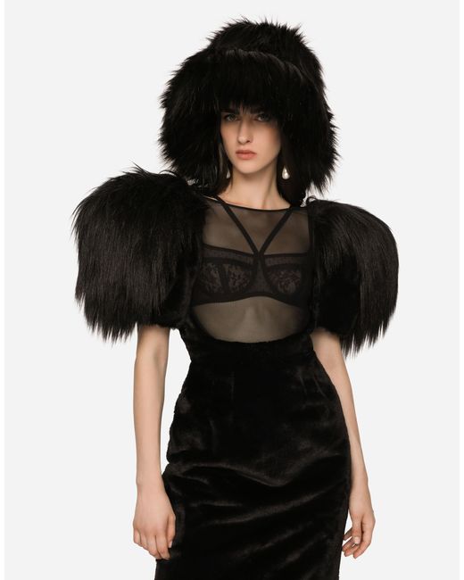 faux fur hat black