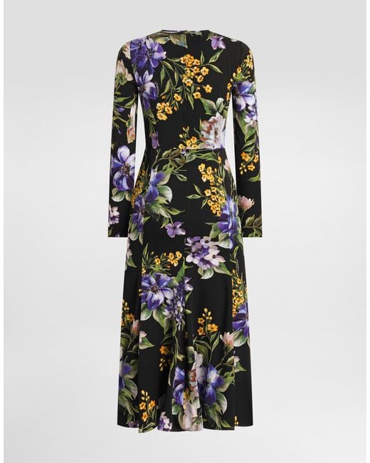 Dolce & Gabbana Multicolor Charmeuse Dress With Floral Print