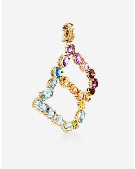 Dolce & Gabbana White Charm B Lettering 18-Carat And Multicolored Gems