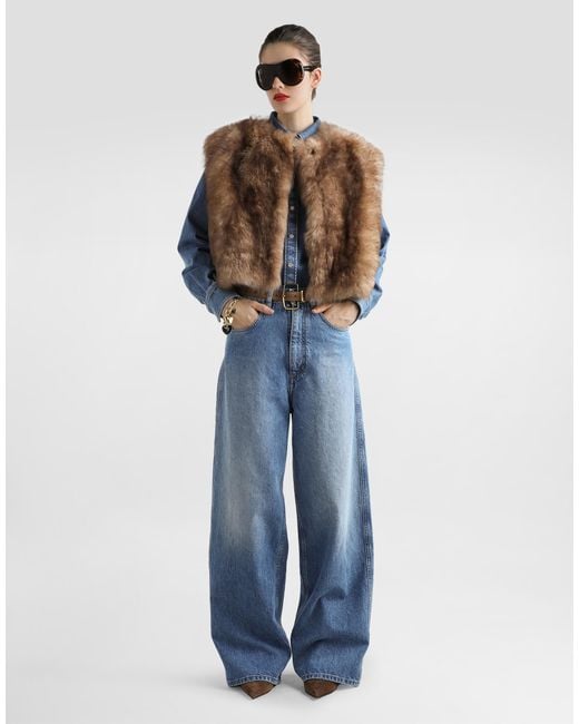 Dolce & Gabbana Fur Vest Brown