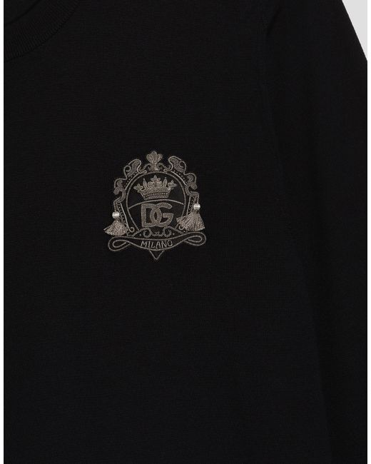 Virgin Wool Pullover Dolce & Gabbana de hombre de color Black