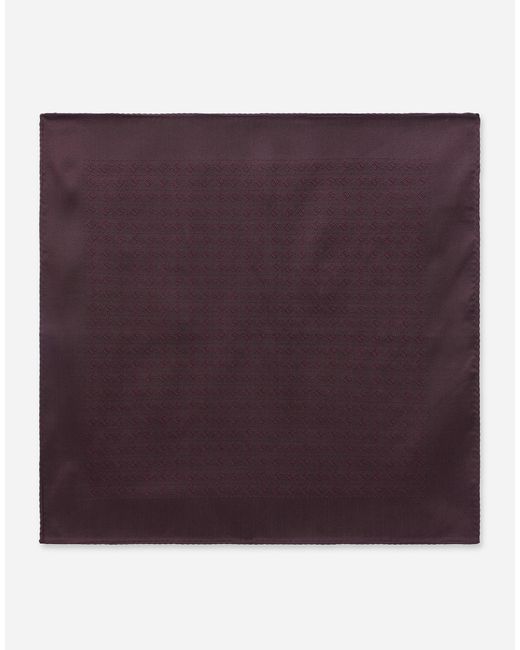 Dolce & Gabbana Purple Silk Jacquard Pocket Square With Dg Logo for men
