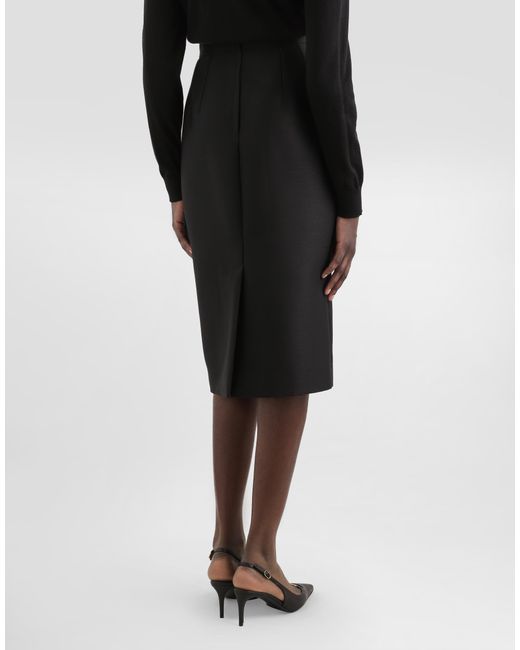 Dolce & Gabbana Black Faille Sheath Skirt