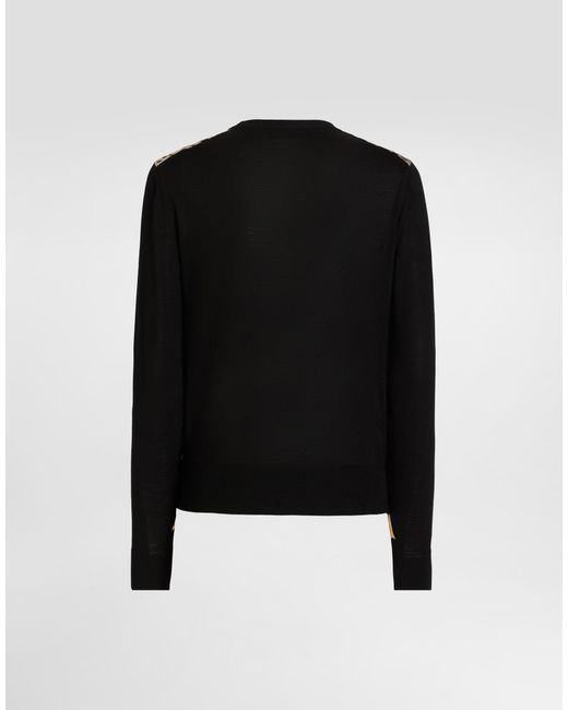 Dolce & Gabbana Black Leo- Wool Pullover
