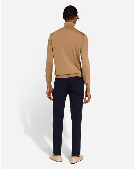 Pull À Col Montant En Cachemire Et Soie Dolce & Gabbana pour homme en coloris Brown