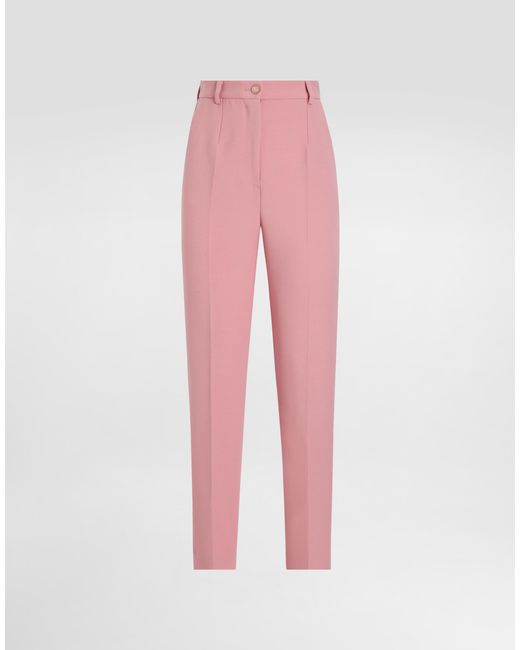 Dolce & Gabbana Pink Tailored Double Wool Crepe Pants