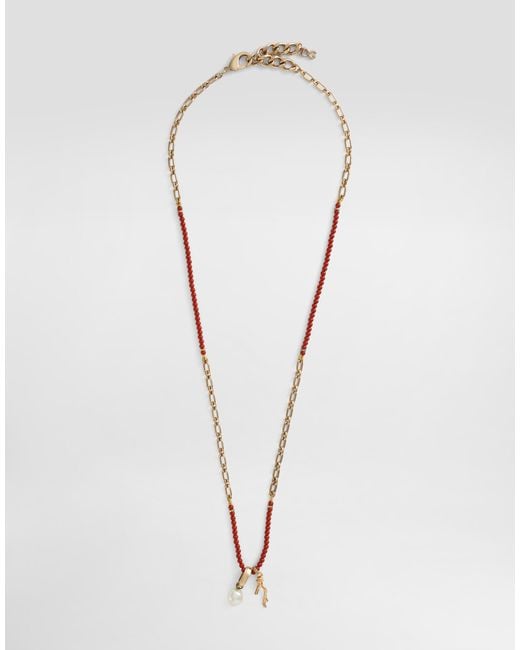 Dolce & Gabbana Halskette Aus Metall Mit Steinen Und Charms in White für Herren