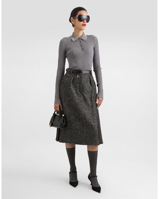 Dolce & Gabbana Blue Ribbed Wool Pullover