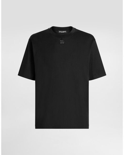 Cotton T-Shirt With Patch Dolce & Gabbana pour homme en coloris Black