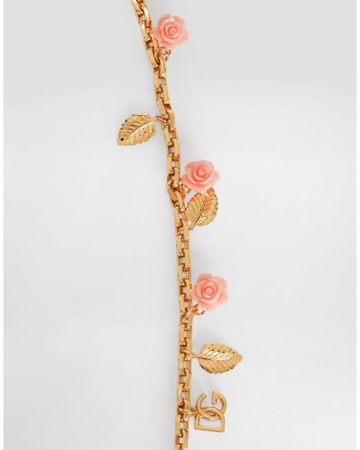 Dolce & Gabbana White Metal Shoulder Strap With Roses