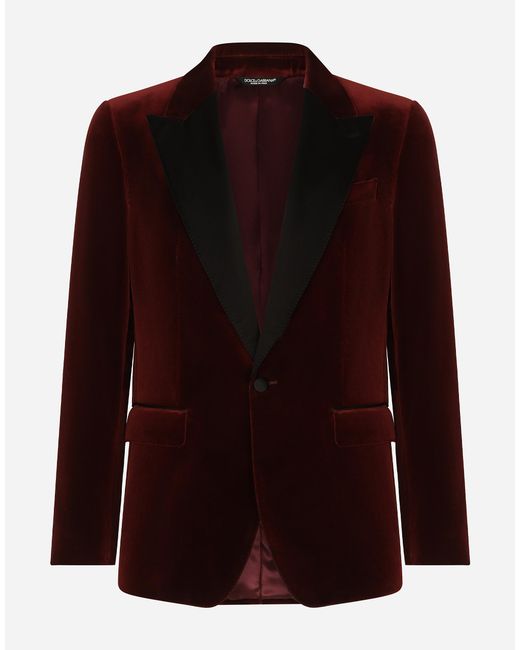 Dolce & Gabbana Brown Velvet Tuxedo Jacket for men