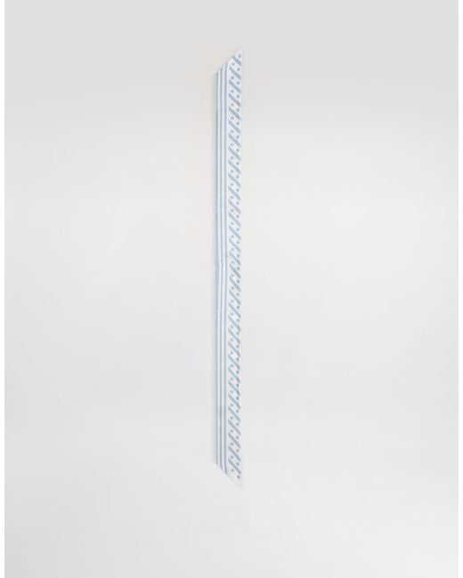 Dolce & Gabbana White Twill Headscarf With All-Over Dg Logo Print (6X100)