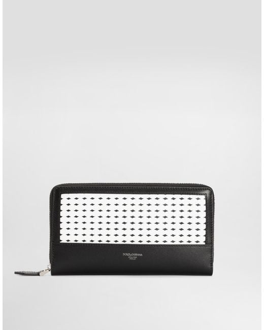 Dolce & Gabbana White Woven Plongé Calfskin Wallet for men