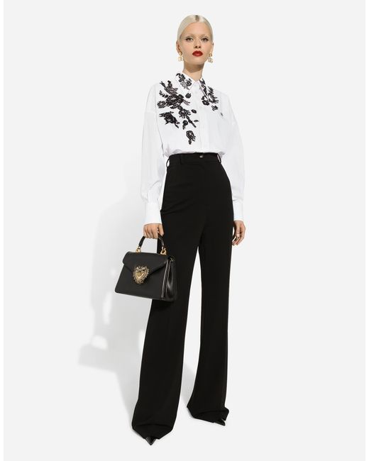 Dolce & Gabbana White Oversize Cotton Shirt With Lace Appliques (Final Sale)