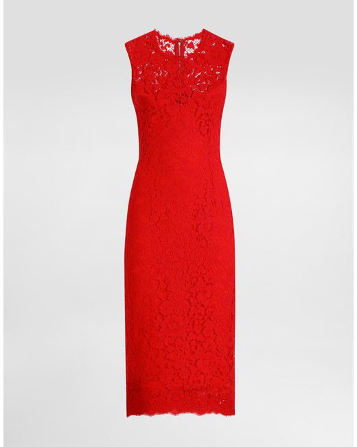 Dolce & Gabbana Red Calf-Length Sheath Dress